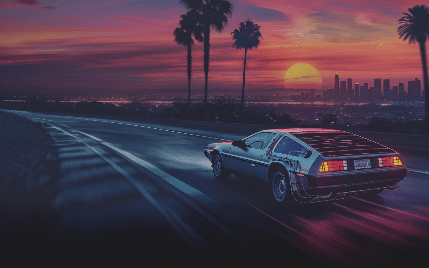 Synthwave sunset background