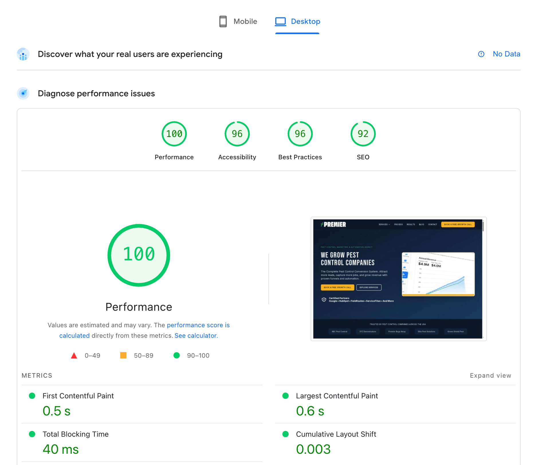 100/100 PageSpeed Score